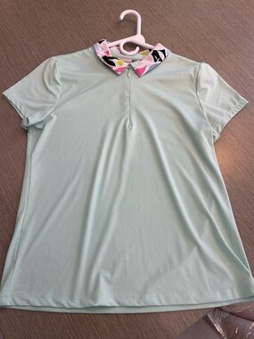 Tommy Bahama Mint Short Sleeve Polo with Printed Collar